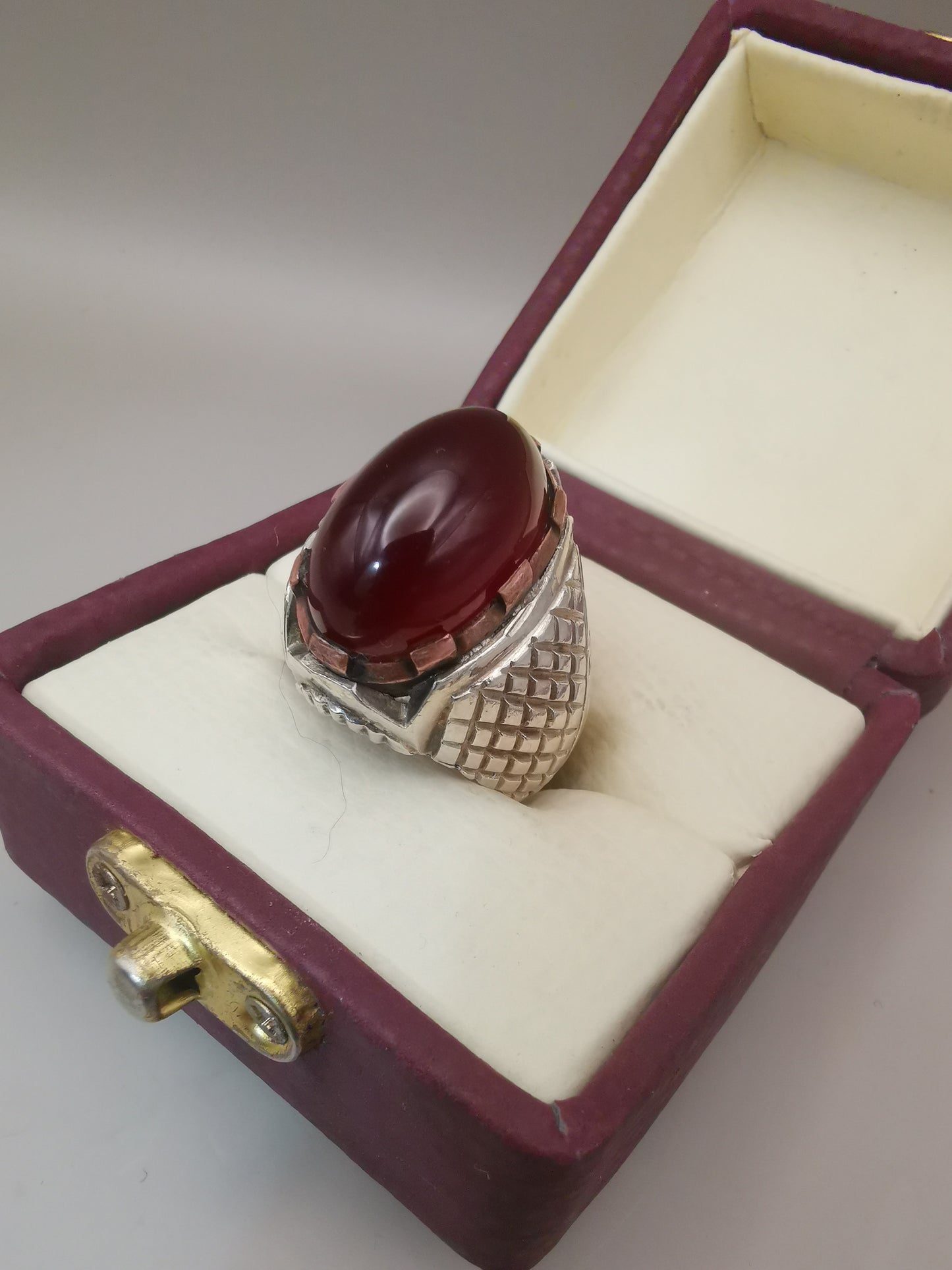 Vintage Style royal Mens Aqeeq ring 925 Sterling Silver - Heavenly Gems