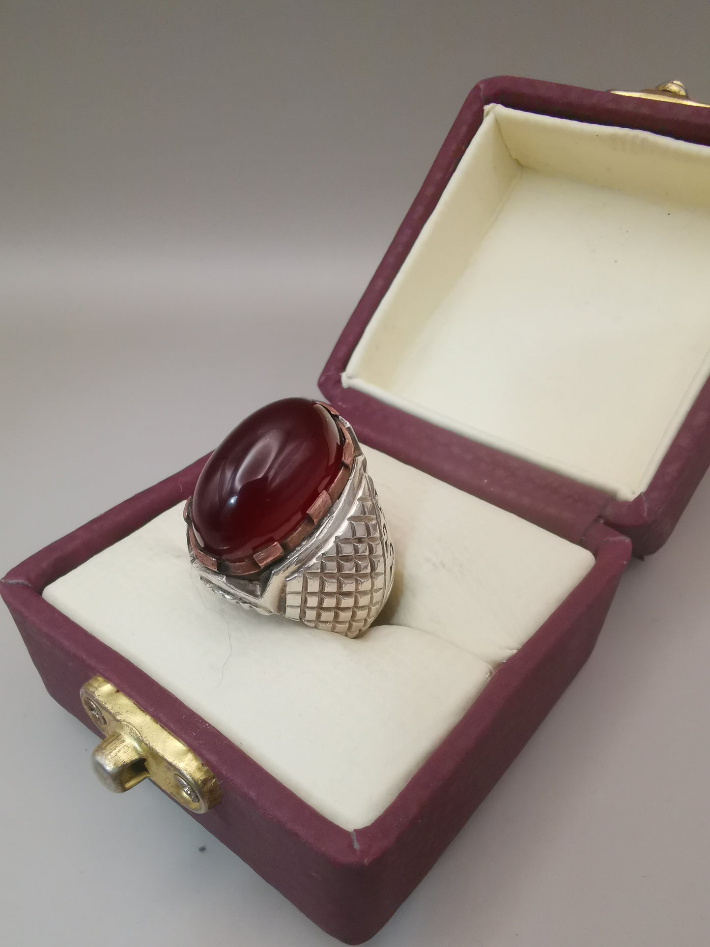 Vintage Style royal Mens Aqeeq ring 925 Sterling Silver - Heavenly Gems