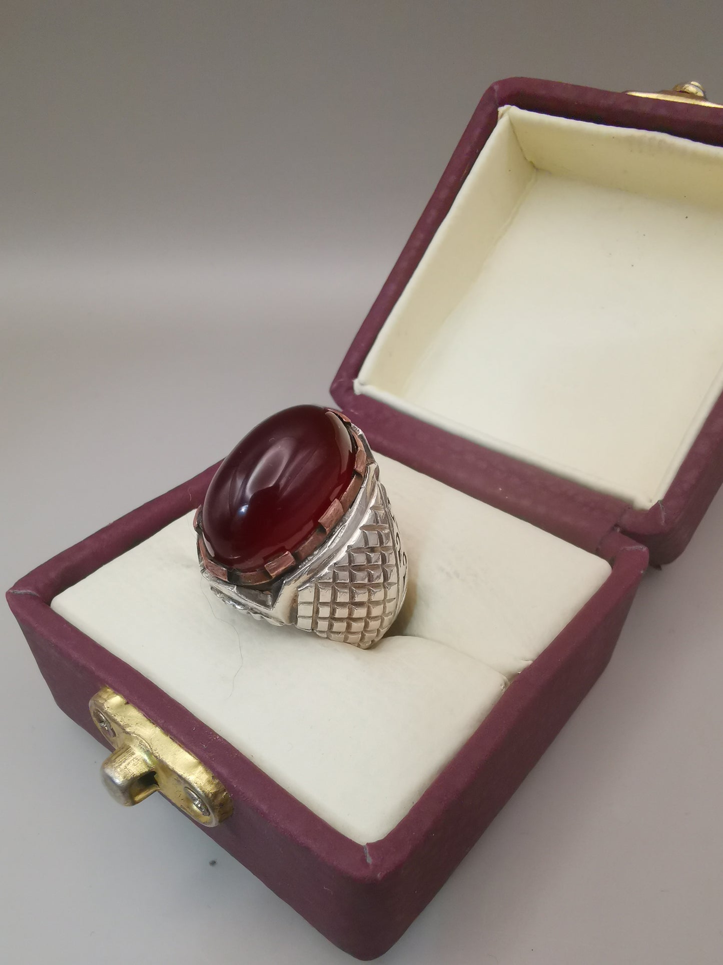 Vintage Style royal Mens Aqeeq ring 925 Sterling Silver - Heavenly Gems