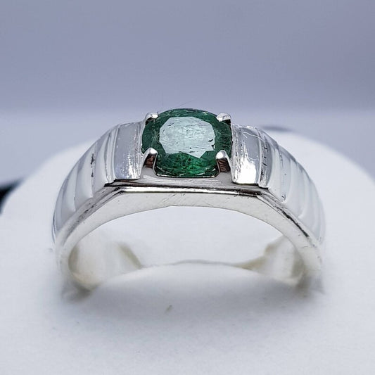 Natural Dark Green Emerald Ring | Unheated Untreated Emerald Stone In 925 Silver