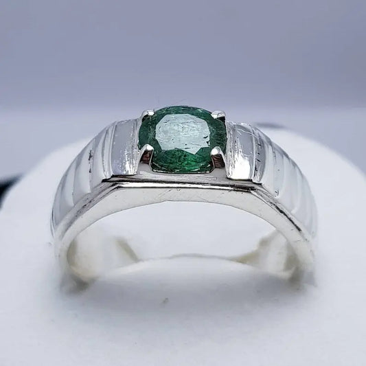 Natural Dark Green Emerald Ring | Unheated Untreated Emerald Stone In 925 Silver Heavenly Gems