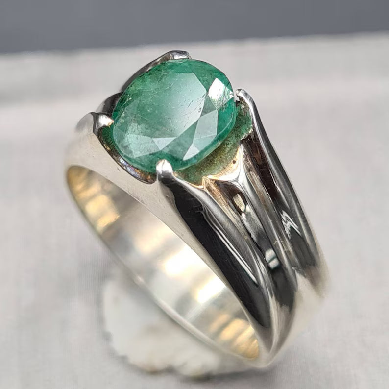 Natural Zambian Emerald Ring | Unheated Untreated Rich Green Zamurd Gemstone