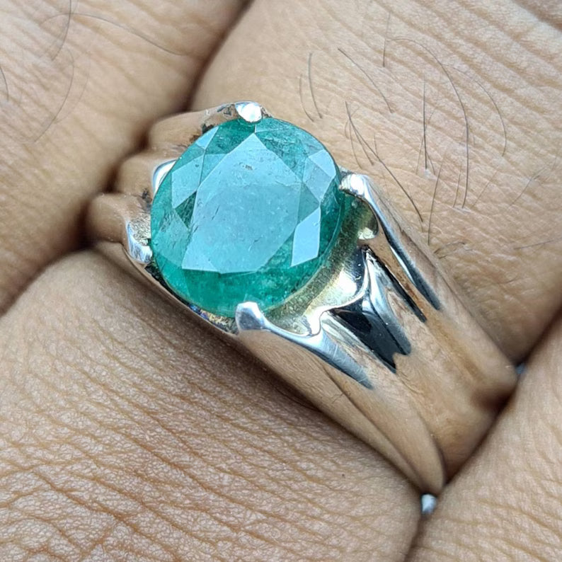 Natural Zambian Emerald Ring | Unheated Untreated Rich Green Zamurd Gemstone