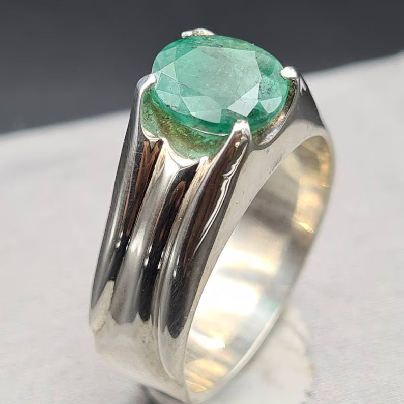 Natural Zambian Emerald Ring | Unheated Untreated Rich Green Zamurd Gemstone
