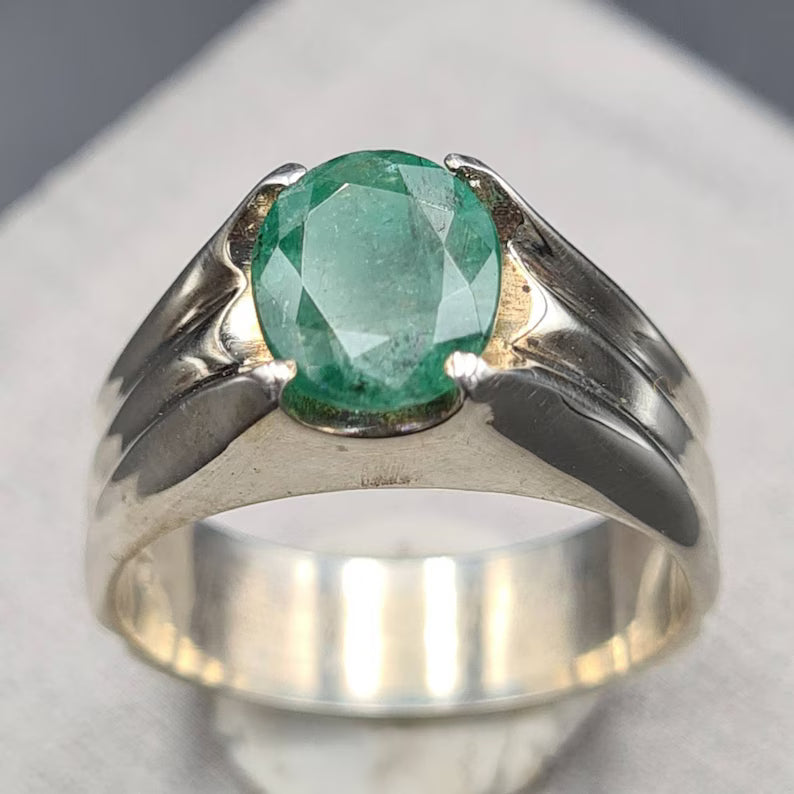 Natural Zambian Emerald Ring | Unheated Untreated Rich Green Zamurd Gemstone