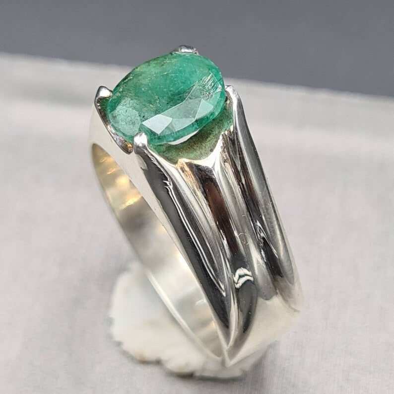 Natural Zambian Emerald Ring | Unheated Untreated Rich Green Zamurd Gemstone