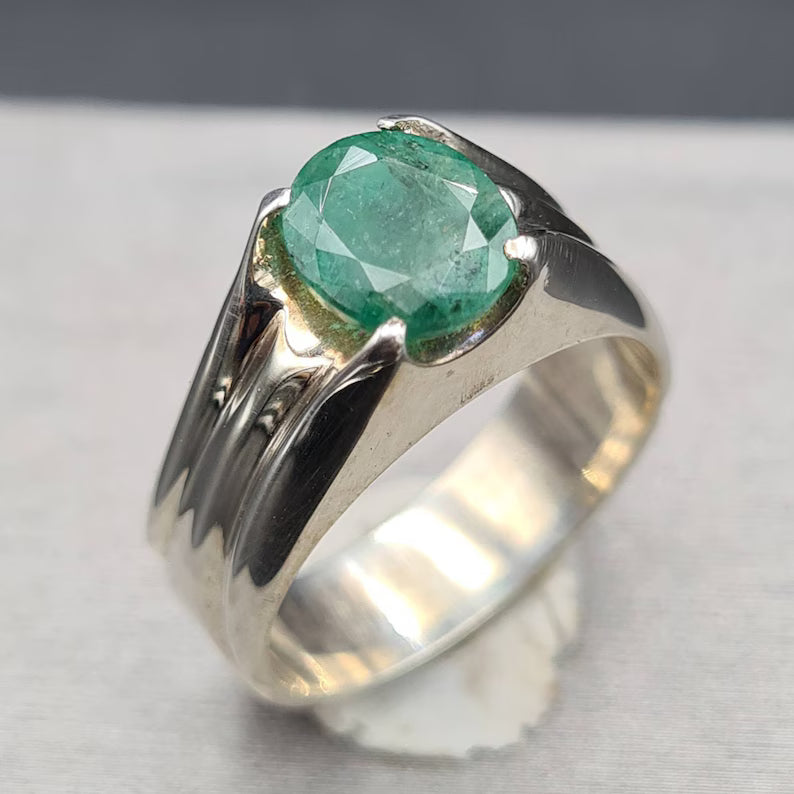 Natural Zambian Emerald Ring | Unheated Untreated Rich Green Zamurd Gemstone