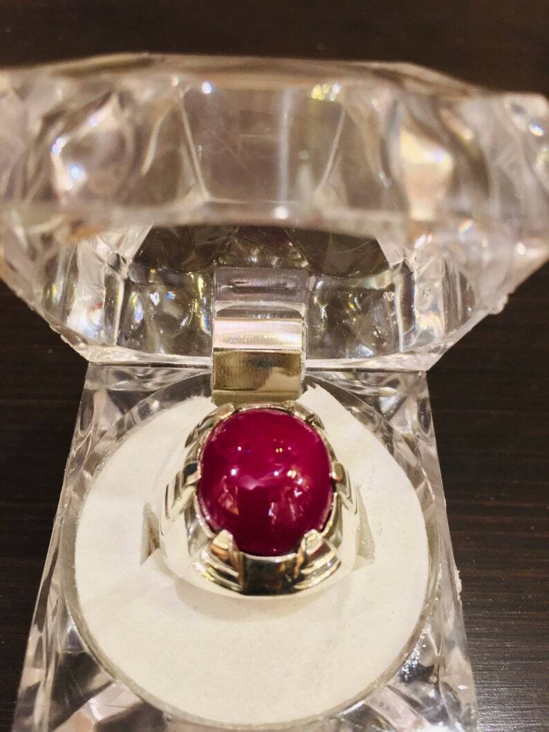 Natural Ruby Ring for Men's Original Yaqoot Stone Ring Real Ruby Engagement Ring - Heavenly Gems