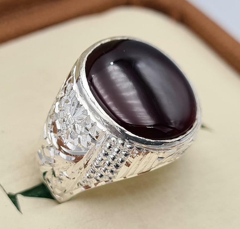 Yemeni aqeeq akik aqiq agate bague mens rings handmade jewelry birthstone gifts - Heavenly Gems