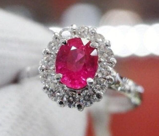 AAAA Superb quality ruby flawless engagement ring 18k white gold diamond ring - Heavenly Gems