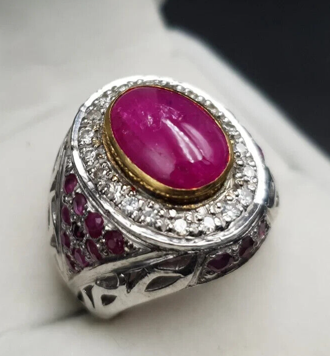 Mens Ruby Ring Natural Cabochon Mens Ruby 925 Sterling Silver Handmade gift mens - Heavenly Gems
