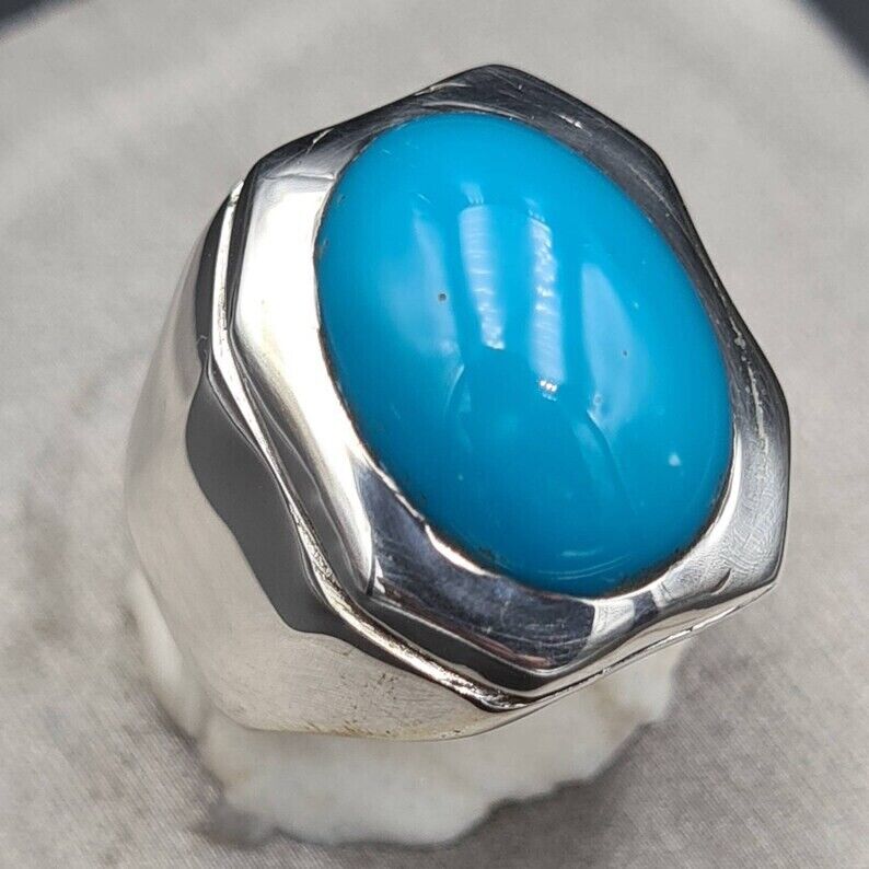 Natural Feroza Rings Real Turquoise Ring Super clean Turquoise ring Shia Rings - Heavenly Gems