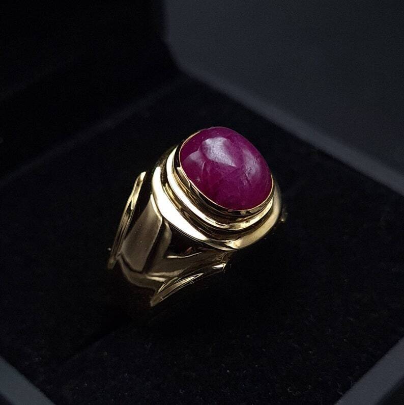 Unheated Untreated Ruby Ring mens Ring Wedding Gold rings 18k Yellow Gold Ring - Heavenly Gems