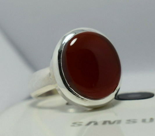 Brown Blood Red Yemeni Aqeeq Ring Agate Akik Aqiq Silver Rings Mens Jewellery - Heavenly Gems