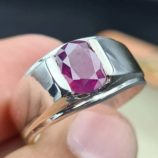 Real purple red Unheated Untreated Ruby Ring Real Dark Red Ruby From Kashmir - Heavenly Gems