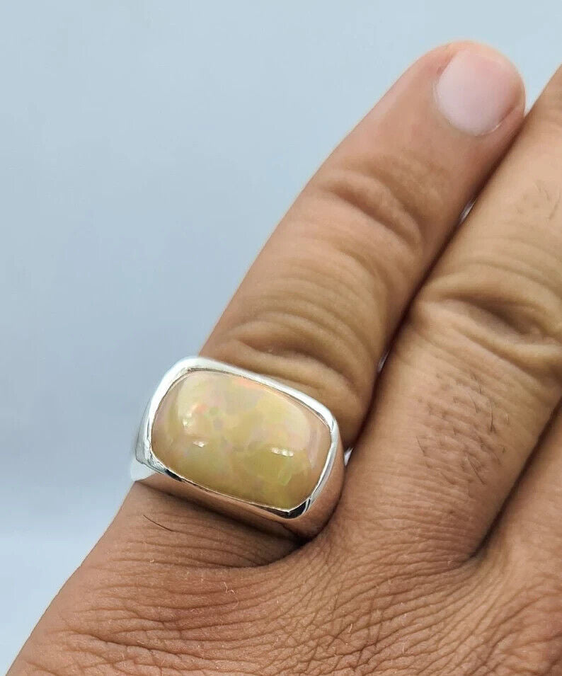Opal Ring Natural Opal stone opale jewelry real best fires opal mens real opal - Heavenly Gems