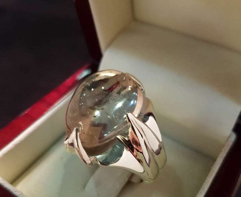 Quartz Ring Natural Najaf Stone Najafi Dur Najaf Ring Handmade Jewelry Men ring - Heavenly Gems