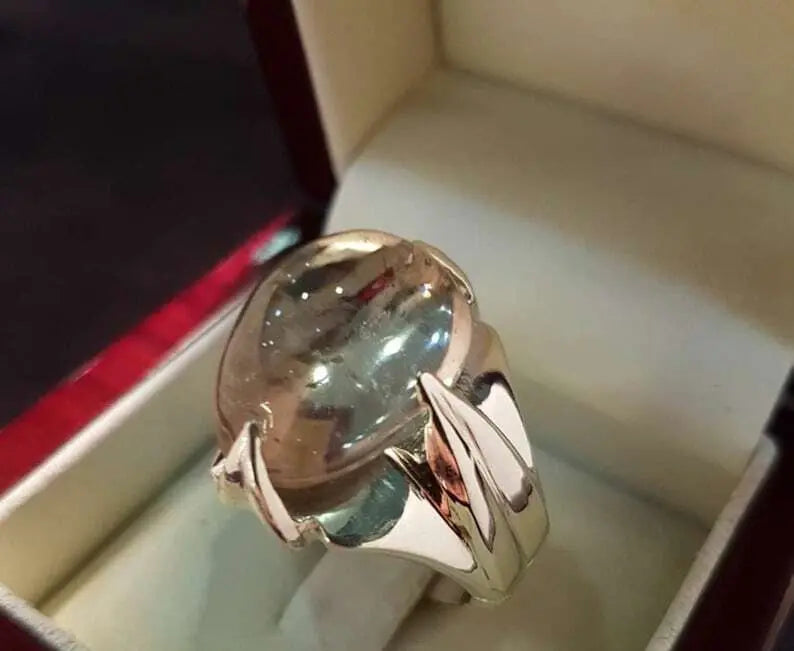 Quartz Ring Natural Najaf Stone Najafi Dur Najaf Ring Handmade Jewelry Men ring - Heavenly Gems