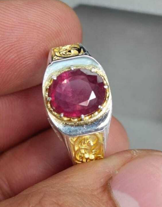 Ruby Ring Yaqoot Ring For Men Sterling Silver 925 Ring Natural Ruby Ring unisex - Heavenly Gems