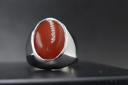 Elegant Mens Real Brown Aqeeq Ring Yemeni Men Shia Rings High Quality Yameni - Heavenly Gems