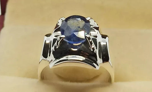 Natural Elegant 3 Carat Blue Sapphire Men's Ring - Sterling Silver 925 Gifts - Heavenly Gems