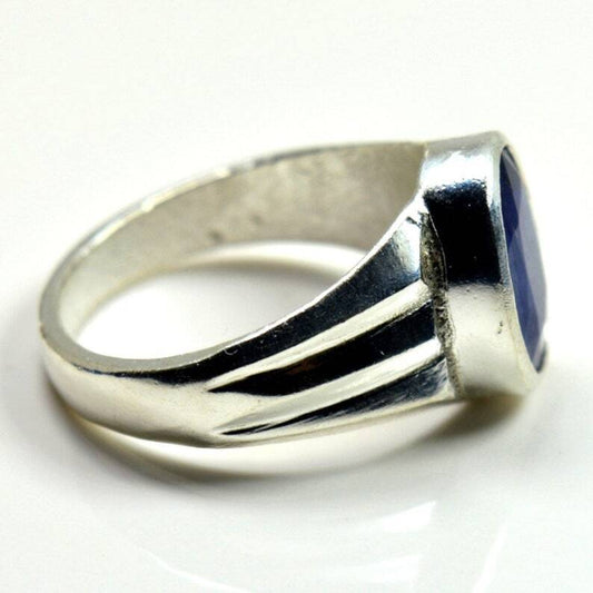 Natural Blue Sapphire,925 Sterling Silver,Ring For Men,Astrology Jewelry Gift - Heavenly Gems