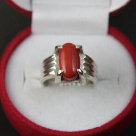 Natural Unheated and Untreated Women Coral Marjan Ring in 925 sterling Silver - Heavenly Gems