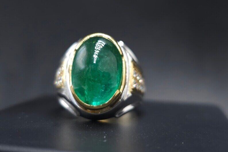 Big Men Emerald Rings Natural Emerald Engagement Rings Wedding Ring Gift For Him - Heavenly Gems