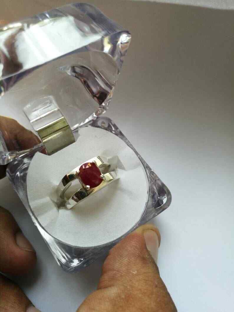 Natural untreated ruby ring for men aniversary gift - Heavenly Gems