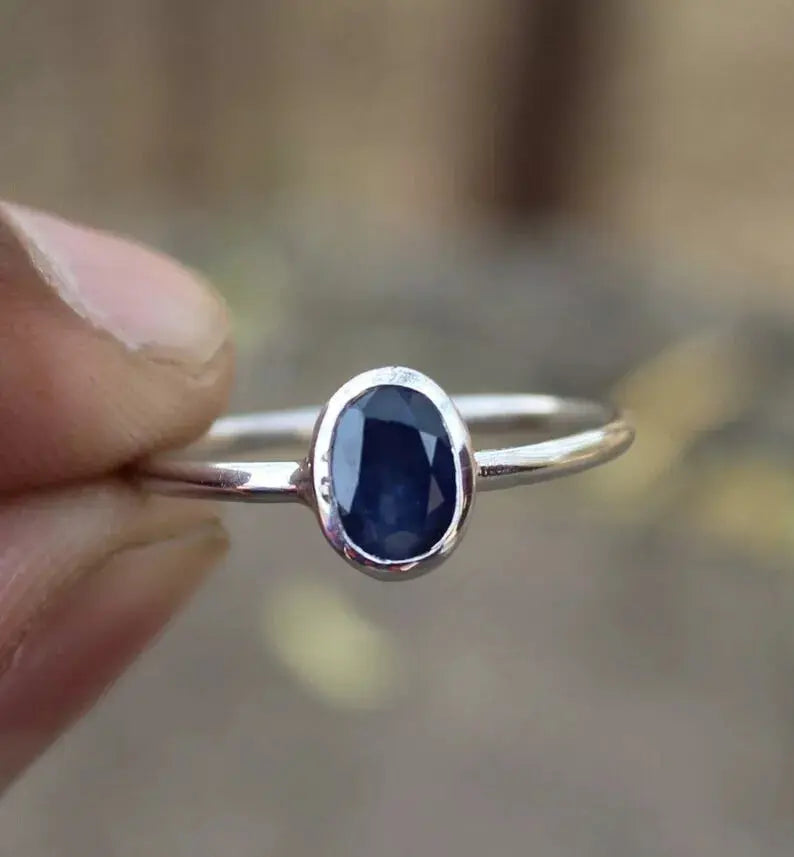 High-Quality Sapphire Gemstone Ring - Premium 925 Sterling Silver - Heavenly Gems