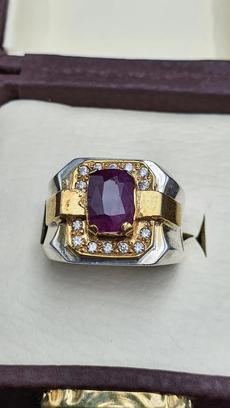 Natural Ruby Ring For Men Unheated Untreated Pegion Blood Afghani Ruby 925 silvr - Heavenly Gems