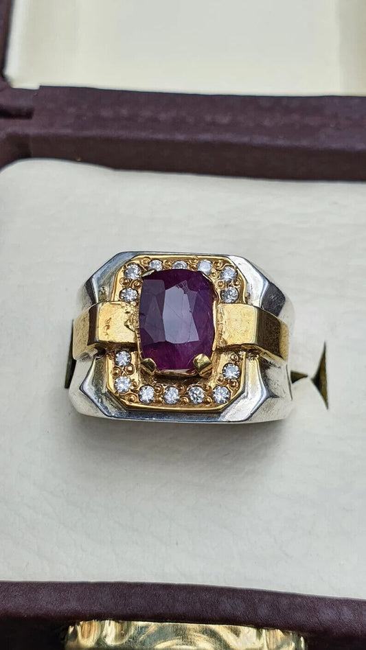 Natural Ruby Ring For Men Unheated Untreated Pegion Blood Afghani Ruby 925 silvr - Heavenly Gems