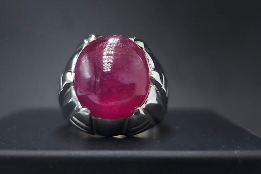 Natural Mens Ruby Ring heated treated Ruby Ring For Men Sterling Silver 925 man - Heavenly Gems