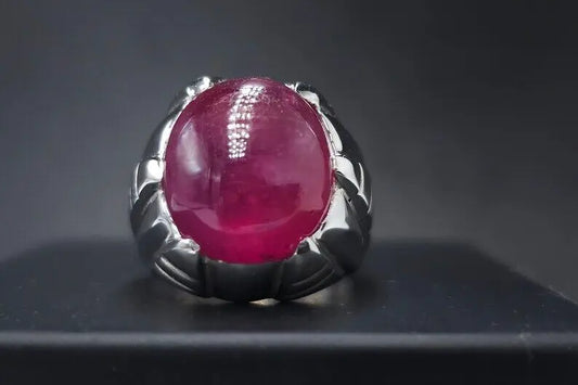 Natural Mens Ruby Ring heated treated Ruby Ring For Men Sterling Silver 925 man - Heavenly Gems