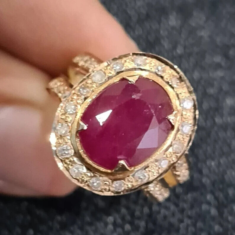 Unheated Untreated Ruby Ring Women Ring Wedding real Gold and Diamonds rings - Heavenly Gems
