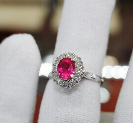 AAAA Superb quality ruby flawless engagement ring 18k white gold diamond ring - Heavenly Gems