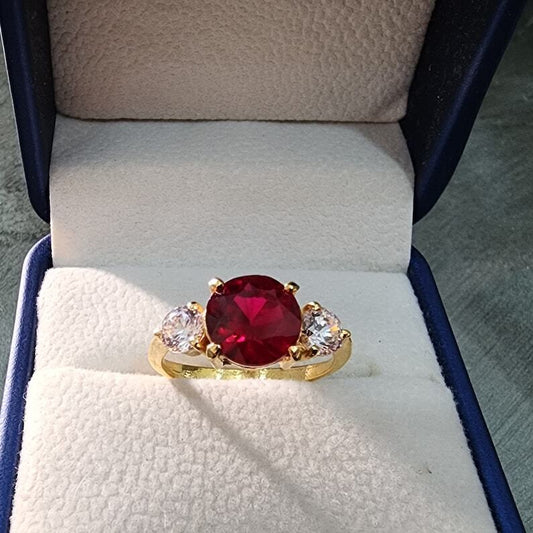 18k Gold lab made ruby ring Engagement ring in Gold with ruby stone in red color - Heavenly Gems