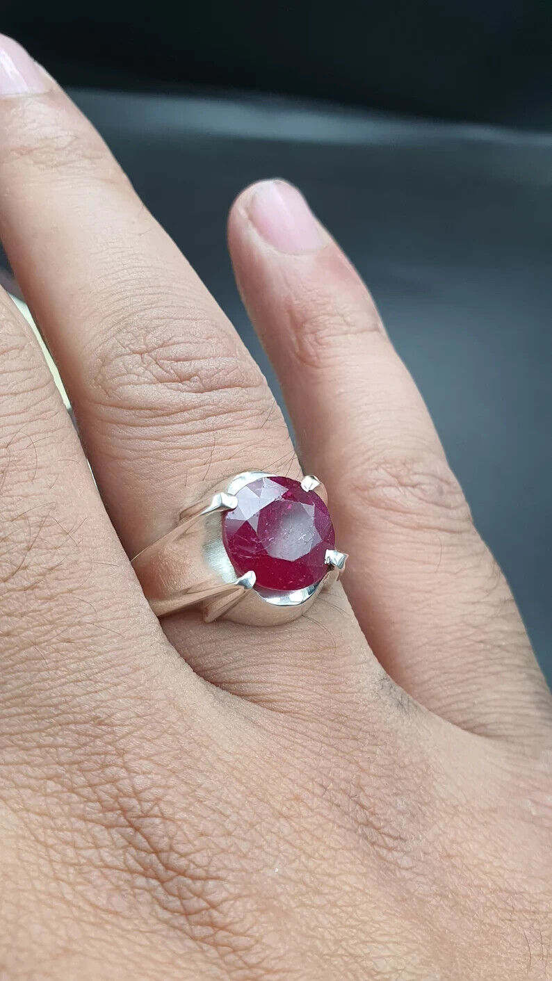 Natural Ruby Ring For Men 925 Sterling Silver Yakoot Ring Real Ruby Ring For Men - Heavenly Gems