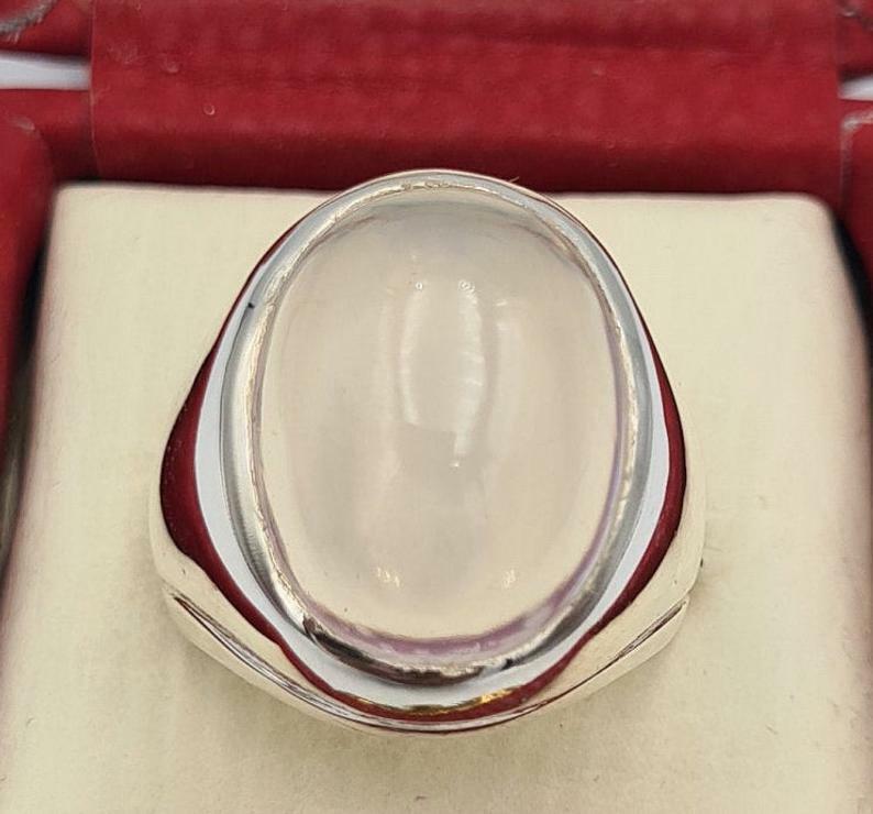 Natural White Quartz Najafi Quartz Stone Dur e Najaf Jewelry Mens Quartz Ring - Heavenly Gems