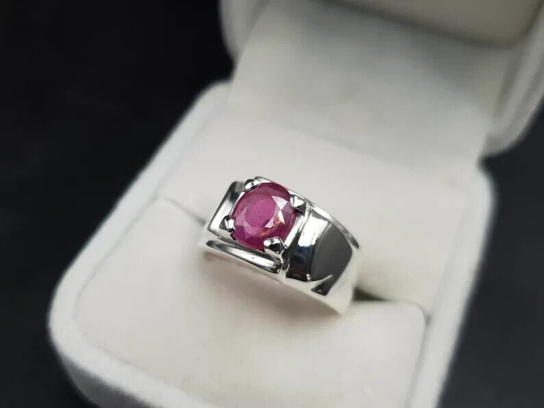 Natural Ruby Ring For Men 925 Sterling Silver Yakoot Ring Real Ruby Ring mens - Heavenly Gems