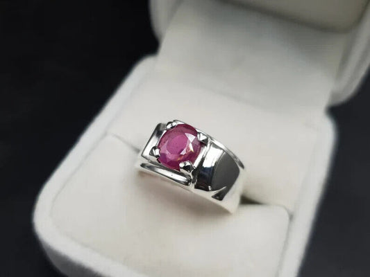 Natural Ruby Ring For Men 925 Sterling Silver Yakoot Ring Real Ruby Ring mens - Heavenly Gems