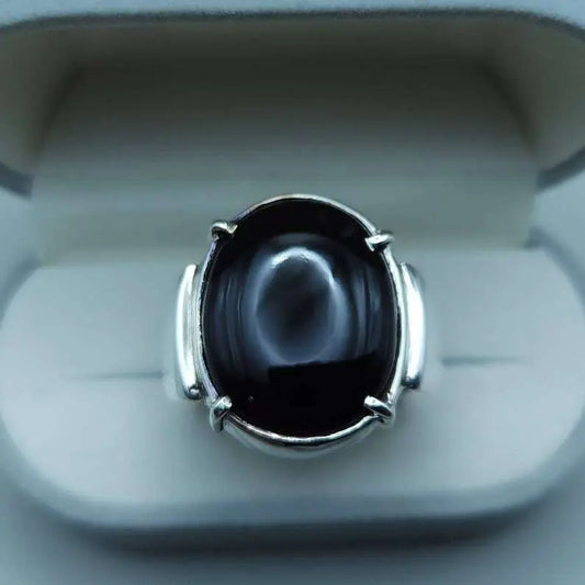 Real Yemeni Aqeeq Ring Kabadi Black Dark Deep Blood Red Aqeeq Ring Akik Ring men Sterling Silver 925 (Premium Quality) - Heavenly Gems