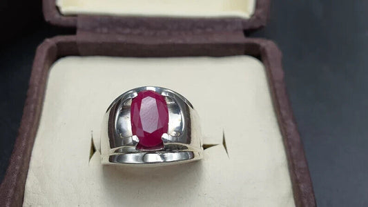Natural Ruby Ring For Men 925 Sterling Silver Yakoot Ring Real Ruby Ring For Men - Heavenly Gems