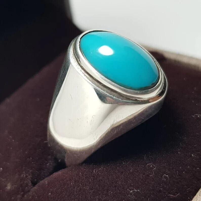 Natural Feroza Rings Real Turquoise Ring Super clean Turquoise ring Shia Rings (Copy) - Heavenly Gems