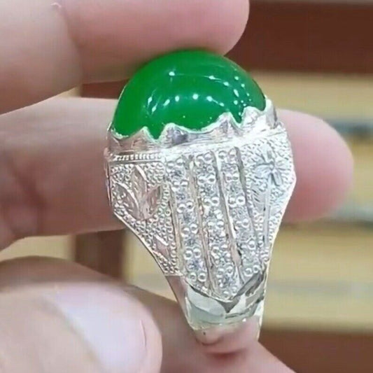 Premium Quality Royal Jadeite Ring Natural 100% Silver 925 Elegance unique ring - Heavenly Gems