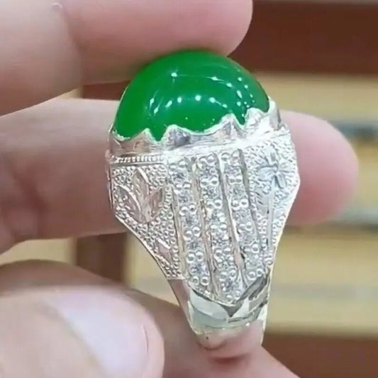 Premium Quality Royal Jadeite Ring Natural 100% Silver 925 Elegance unique ring - Heavenly Gems