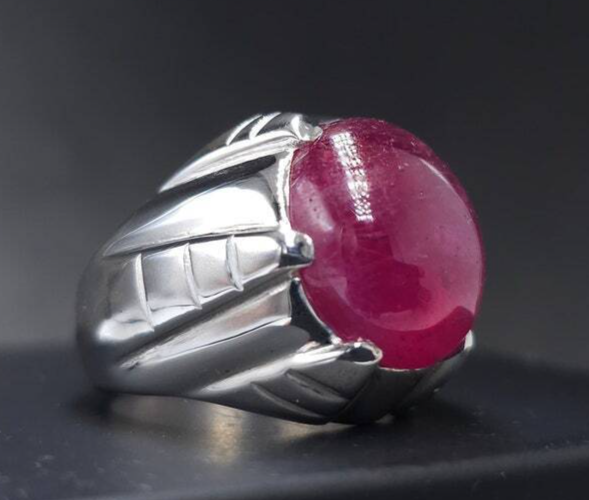 Natural Mens Ruby Ring heated treated Ruby Ring For Men Sterling Silver 925 man - Heavenly Gems