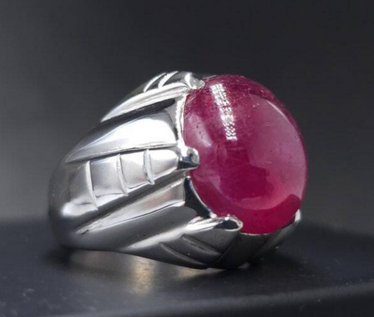 Natural Mens Ruby Ring heated treated Ruby Ring For Men Sterling Silver 925 man - Heavenly Gems