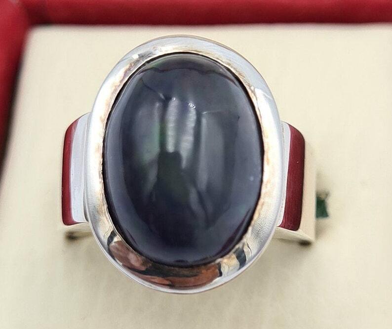 Beautiful Black Opal Ring Unisex Handmade Jewelry Gift mother's day ring to gift - Heavenly Gems