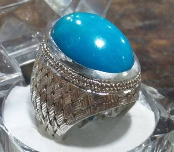 Natural Original Hussaini Feroza Ring Real Natural Neeshapuri Feroza Ring - Heavenly Gems